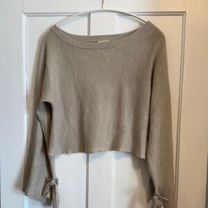 Wilfred Beige Cropped Sweater with Tie Sleeves